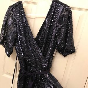 Charlotte Russe Dark Blue Sequin Romper (New)